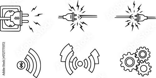 Set of loose connection outline vector icons