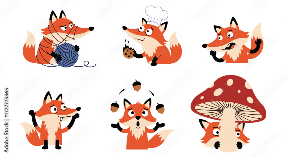 Fototapeta premium Playful Fox Friends: Woodland Mischief