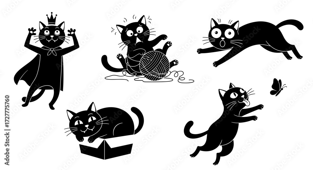 Fototapeta premium Shadowy Cats and Scrollwork