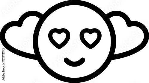Love-struck face with hearts outline icon vector
