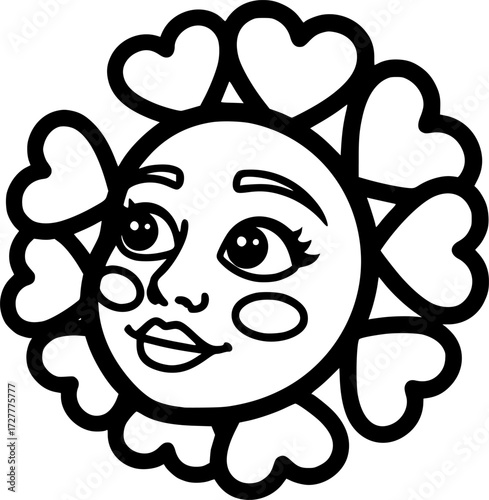 Love-struck face with hearts outline icon vector
