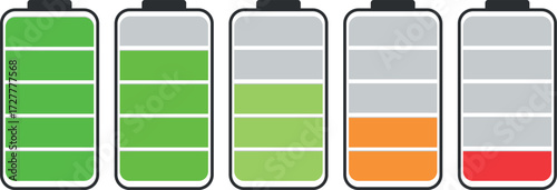 Battery charge level indicator. Charge battery level icon