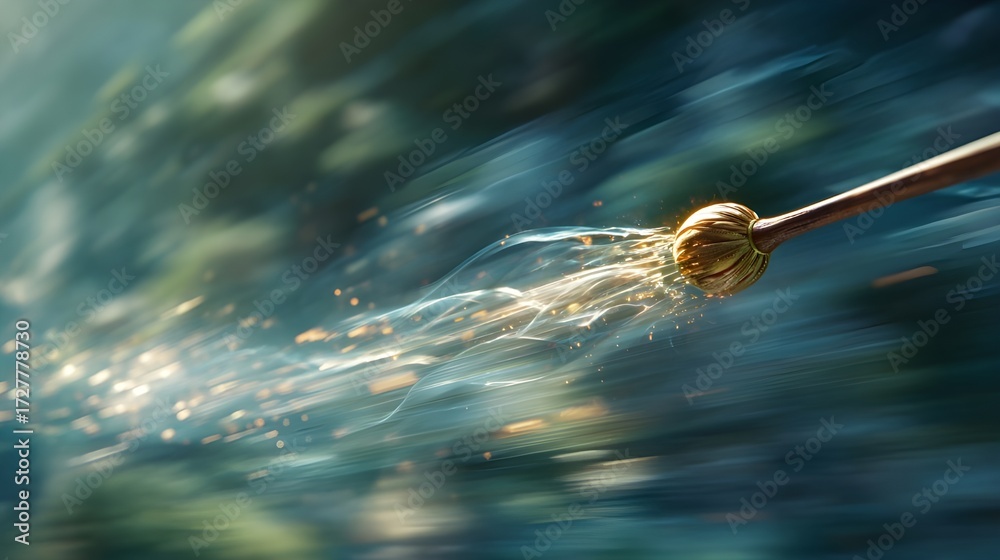 Fototapeta premium Witness an Enchanted Quaffle Zooming Through the Air, Capturing Magical Sports Action Mid-Flight.