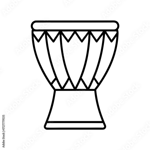 Traditional drum illustration with geometric patterns and details  