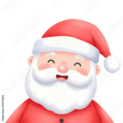 Cute flat Santa Claus face sticker with simple features - AI