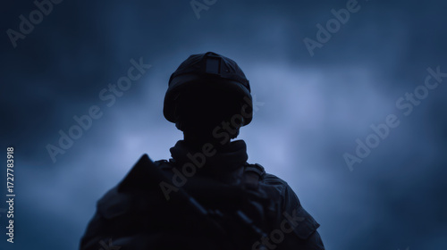 Remembrance Day, Veterans Day, Silhouette of soldier helmet honoring remembrance day