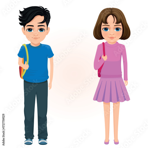 male and female students standing side by side