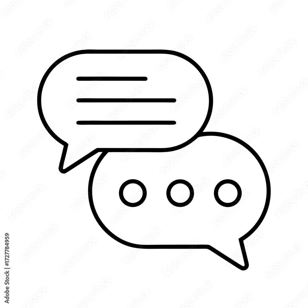 Fototapeta premium Two speech bubbles with text lines and dots for conversation 