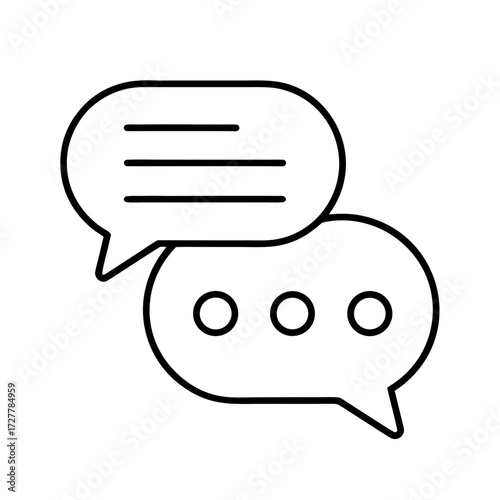 Two speech bubbles with text lines and dots for conversation  