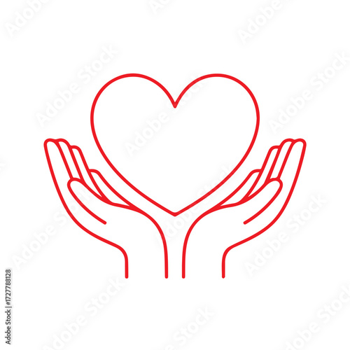 Nurturing compassion and care with open hands gently holding a vibrant red heart symbol of love and connection