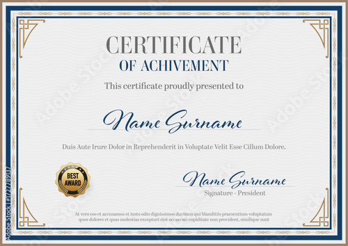 Certificate of Achievement Vintage Ornament Frame