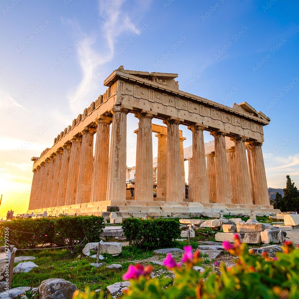 Obraz premium Ancient temple at sunset