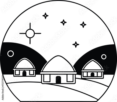 future mars colony with space houses illustration on transparent background