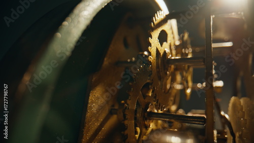 Φωτογραφία Inner cogs working inside traditional time device closeup