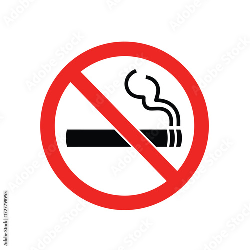 A red prohibition sign displaying a crossed out cigarette symbol