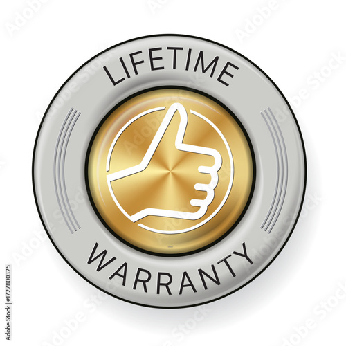 Lifetime warranty badge design. Vector isolated.
