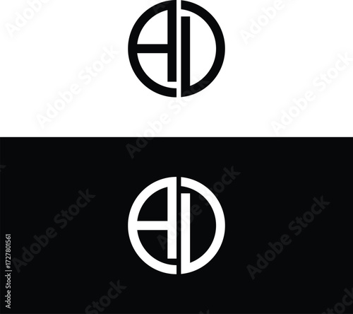 Elegant Letter AD Circular Monogram Logo Design