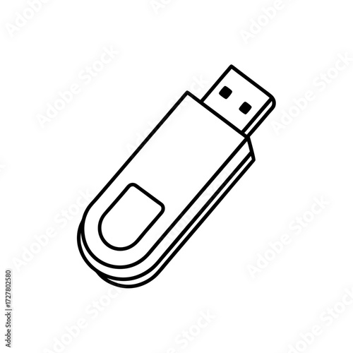 Blue USB Flash Drive with Cap Off Transparent Background