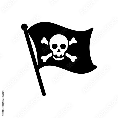 Pirate Flag Skull and Crossbones Icon Transparent Background