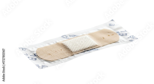 Single adhesive bandage on white background, ready for use
