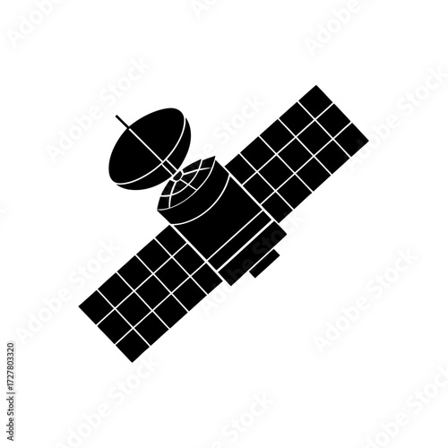 Silver Satellite Orbiting 3D Design Transparent Background