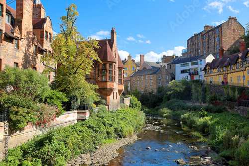 Dean Village, Edinburgh: The Water of Leith runs through the center of the beautiful old village.