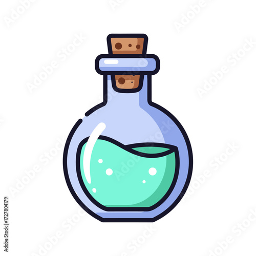 Cartoonish Light Teal Potion Bottle with Cork.