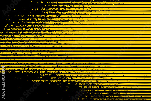 Yellow horizontal striped vector on black with noisy texture. Dynamic abstract backdrop for digital art, banners, and contemporary graphic design.