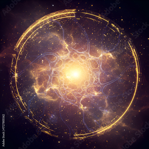 Glowing Cosmic Neural Network Sphere