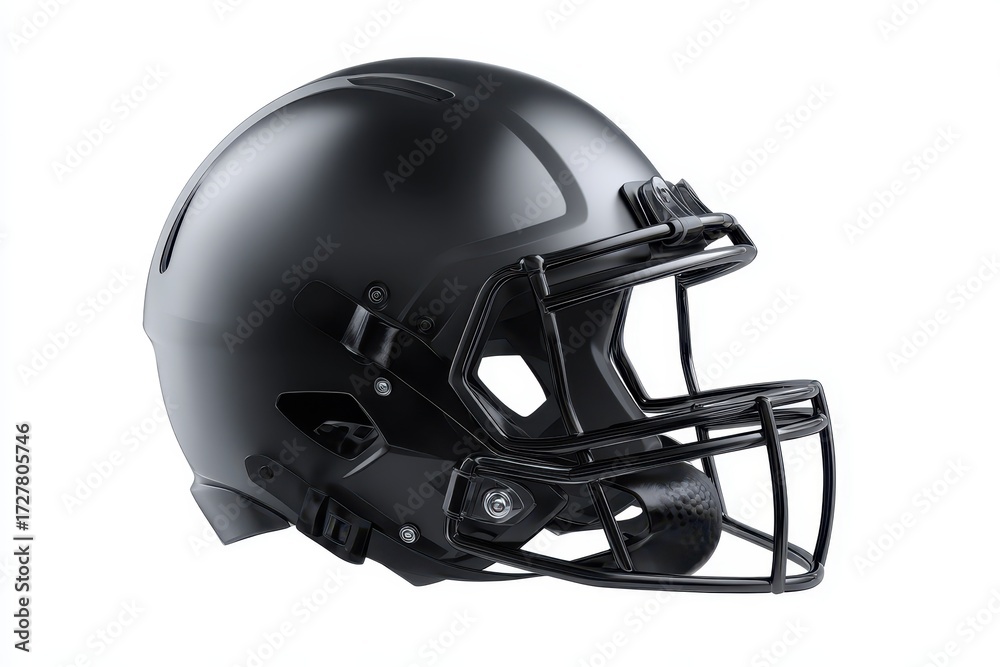 Fototapeta premium Black football helmet designed for safety and performance in American football games, showcasing sleek lines and modern features for optimal player protection