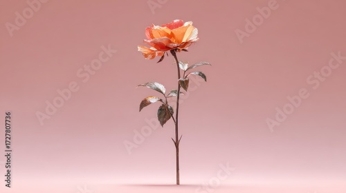 Single rose against pastel background