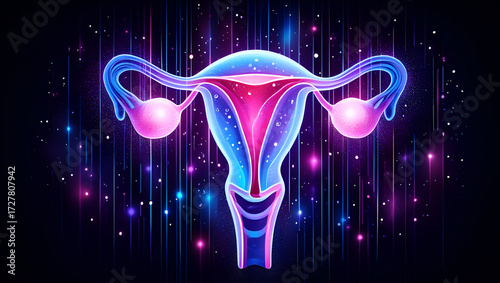 Glowing Reproductive System With Cosmic Lights uterus ovaries