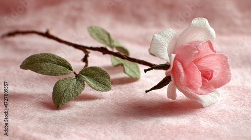 Single pink rose on soft background