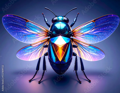 Vibrant and Colorful 3D Illustration of a Shiny Bee