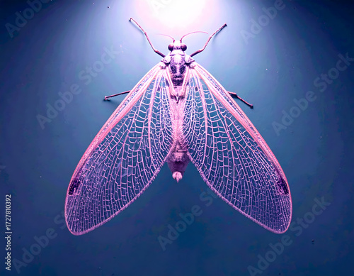 Detailed Close-Up of an Intricate Insect with Unique Wing Structure