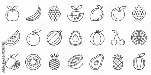 Modern Outline Fruit Icons For Marketing