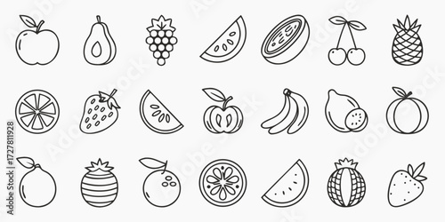 Versatile Thin Line Fruit Graphic Pack