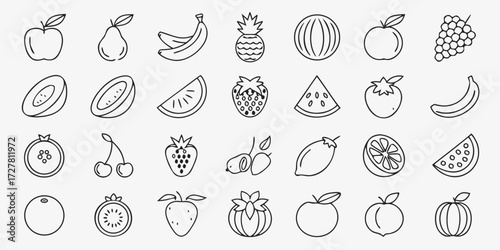 Contemporary Minimal Fruit Graphic Icons