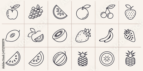 Creative Fruit Outline Icons For Branding