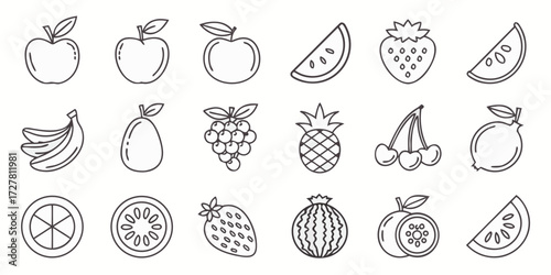 Professional Thin Stroke Fruit Icon Pack