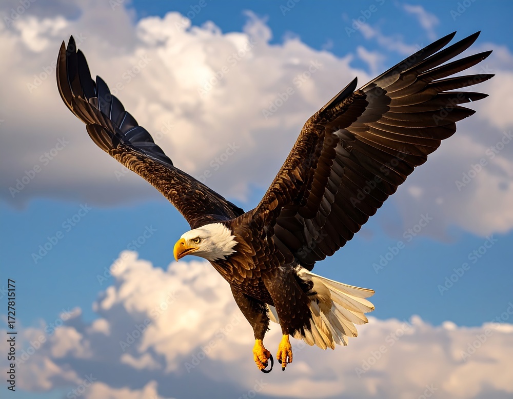 Fototapeta premium Majestic eagle soaring through a cloudy sky