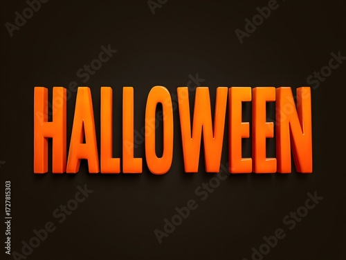 Bold Halloween text in vibrant orange vector typography isolated, festive spooky modern glossy design