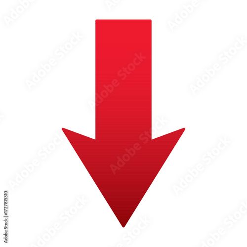 Red arrow going down stock icon on white background. Bankruptcy, financial market crash icon for your web site design, logo, app, UI. graph chart down trend symbol.chart going down sign. EPS 10	