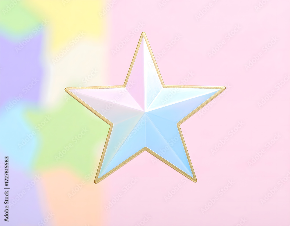 Obraz premium Glossy geometric star with pastel background and colorful tones