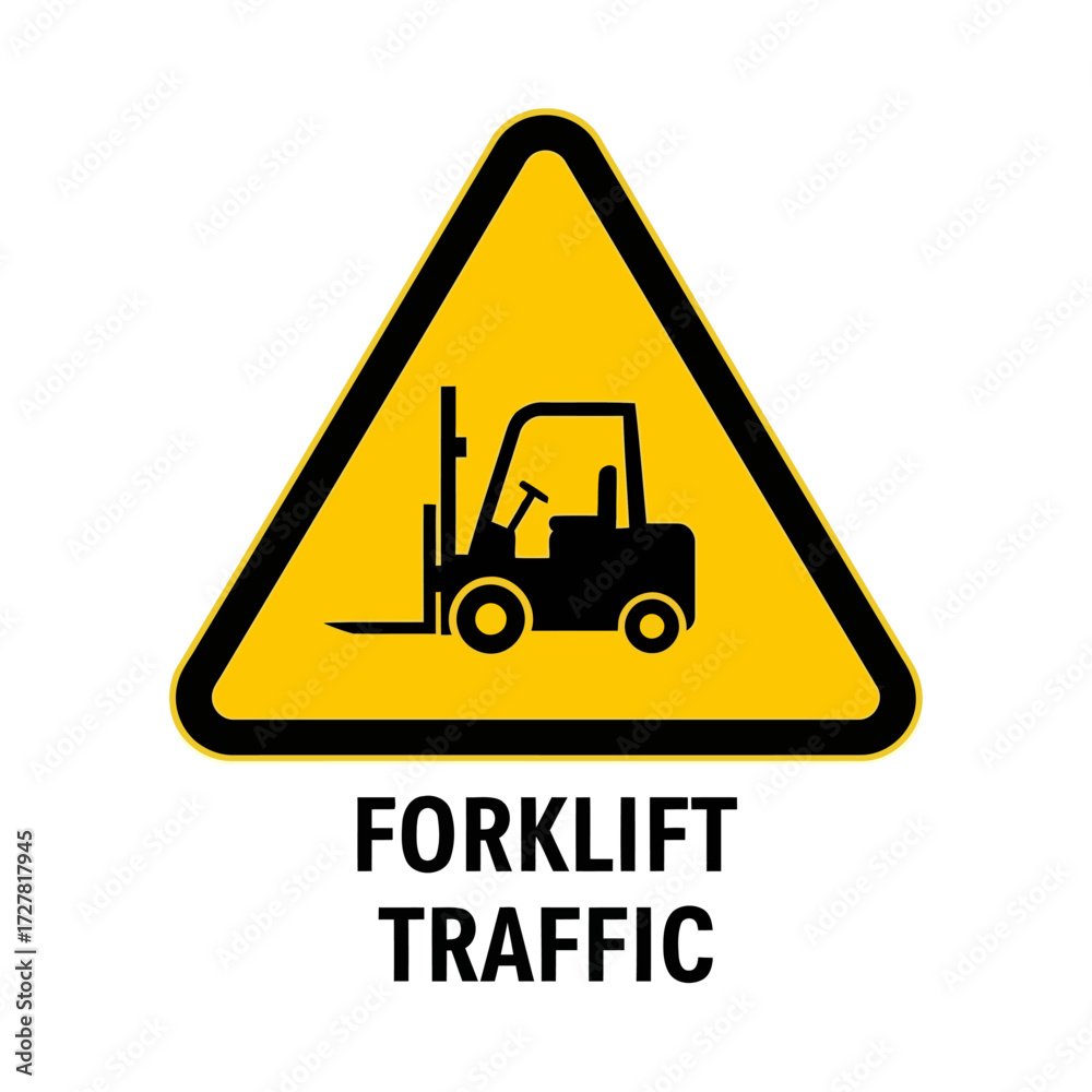 Naklejka premium Forklift Traffic Warning Sign Safety First