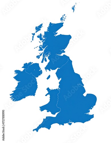 Blue map of the British Isles