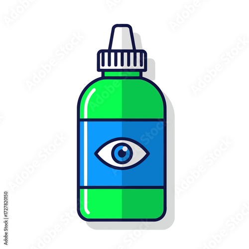 Vector icon of a medical eye drop bottle for ophthalmology and vision care. Flat line art design for healthcare and pharmacy concepts