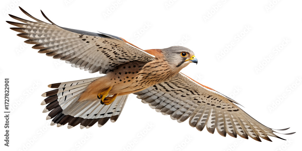 Fototapeta premium Kestrel PNG – Realistic Flying Small Falcon on Transparent Background