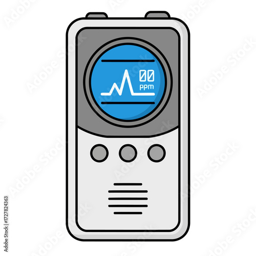 Digital device displaying vital signs with a pulse waveform and oxygen saturation reading on its screen