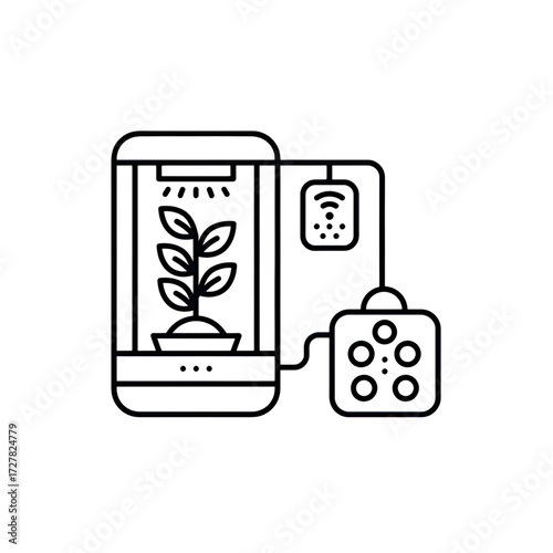 Smart Indoor Garden Line Art Icon